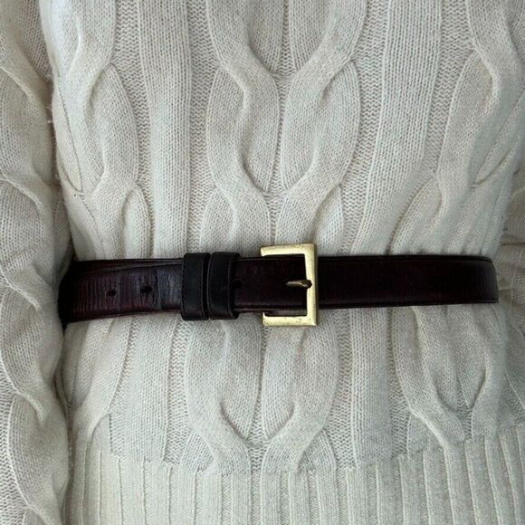 Coach Mens Burgundy Made in New York City Glove Tanned Leather Brass Belt 38 - Picture 1 of 4
